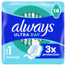 Always - Serviettes Hygiéniques Avec Ailettes Normal Taille 1 Ultra Day Always - Le Pack De 14 Serviettes Hygiéniques