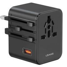 Chargeur Secteur 2 Usb-a / Usb-c 25w Compatible Au / Uk / Us / Eu / Chine Noir Usams