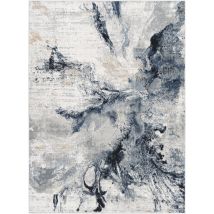 Yasmine - Tapis Abstrait, Gris, Marine Et Noir - 160x220cm