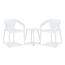 Salon De Jardin Table Et 2 Chaises En Blanc
