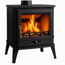 Poêle À Bois – Iris Gris Fonte - 620 X 470 X 740 Mm - Sortie Ø150 Mm - 10 Kw - 170 M³ - Rendement 82 %