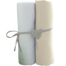 Babycalin 2 Draps Housse Bébé Blanc Ecru 70 X 140 Cm - Jersey - 130gr/m²