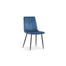 Chaise Bruce – Velours Bleu – Pieds Métal Noir – H86 X L45 X P55 Cm