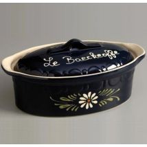 Terrine Ovale 37cm Bleu Decor Fleurs Blanches Siegfried 134d6