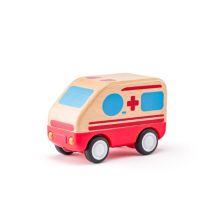 Woody Ambulance Jouet En Bois Avec Lumière Et Son - 11 Cm