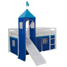 Lit Avec Toboggan Et Tour - Bleu Avec Sommier