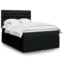 Sommier À Lattes De Lit Avec Matelas Noir 160x200 Cm Tissu Vidaxl