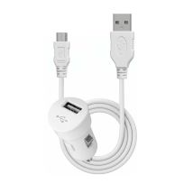 Mini Chargeur Allume-cigare 1a Micro Usb Blanc Blueway