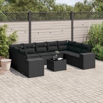 Salon De Jardin 10 Pcs Avec Coussins Noir Résine Tressée Vidaxl