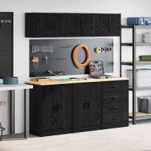 Armoires De Garage 6 Pcs Noir Bois D'ingénierie Vidaxl