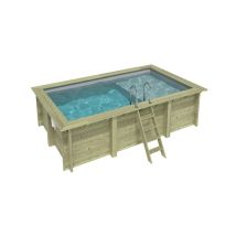 Piscine En Bois Aqua 4.65 X 2.85 - H.1.24 M Avec Plage, Gris Clair, Fixations À Visser - Altanka