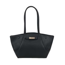 Sac Cabas Pour Femme Grainé Avec Fermoir Tournant Et Anses Longues Noir Gallantry