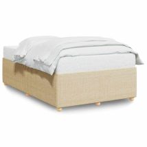 Lit Double Lit Adulte Cadre De Lit Sans Matelas Crème 120x190 Cm Tissu
