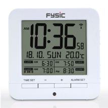 Fysic Fkw-8 - Réveil Numérique Avec Affichage De La Température, Blanc