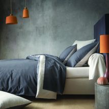 Parure Bicolore En Viscose De Bambou, Taies Carrées, Ecorce - 240 X 220 Cm - Carbone