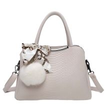 Sac À Main Pour Femme Effet Serpent Avec Foulard Et Pompon Décoratif Beige Gallantry
