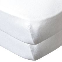 Set De 2 Draps Housse 70x140x17 Cm Bio Blanc X2