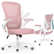 Chaise De Bureau Ergonomique En Maille Avec Soutien Lombaire, Accoudoirs Réglables - Rose