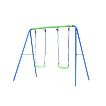 Balançoire D'extérieur Jardin Pour Enfant De Plus De 3 Ans Outdoor Toys 220x138x182 Cm Cadre En Métal Double Siège 45 K