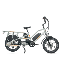 Vélo Cargo Électrique Familial Jobobike Transer, Capteur De Couple, Double Batterie 48 V 13 Ah, Gris