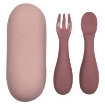 Couverts Enfants Étui, Cuillères Bébé Fourchettes Enfant, Couverts Bébé, 6 M+, Rose