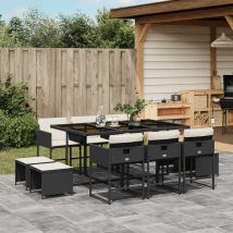 Ensemble À Manger De Jardin 11 Pcs Coussins Noir Résine Tressée
