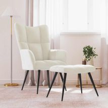 Fauteuil De Relaxation Chaise De Relaxation Siège Confortable Avec Tabouret Blanc Crème Velours
