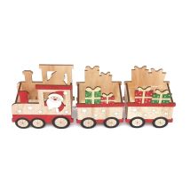 Décoration De Noël En Bois Santa Train - Beige Et Rouge