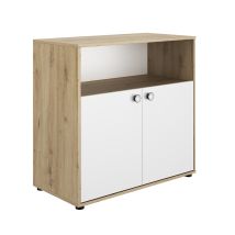 Commode 2 Portes 1 Niche Arthur - Bois Et Blanc
