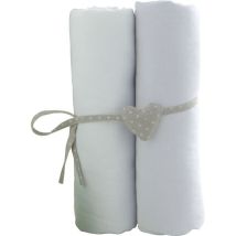 Babycalin 2 Draps Housse Bébé Blanc Blanc 60 X 120 Cm - Jersey - 130gr/m²