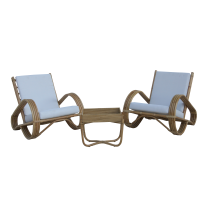 Ensemble De Fauteuils En Rotin Naturel Et Table Centrale Pour Terrasse Jardin Chillvert Parma 68x83x68cm Coussins Blanc