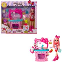 Sanrio- Hello Kitty Coffret Cuisine Avec Figurine Et Poupée Éclair, 25 Accessoires