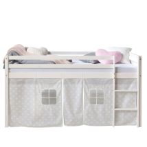 Lit Mi-haut 90x200 Sommier Pin Tunnel Étoiles Grises