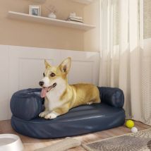 Lit Pour Chien Ergonomique Mousse Bleu Foncé 60x42cm Similicuir Vidaxl