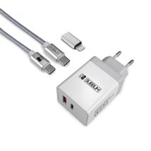 Chargeur Mural Ultra Rapide Subblim 2xusb Pd25w + Qc3.0 + Cable Lightning C Vers Cy Blanc