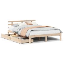Cadre De Lit Avec Tiroirs Lit Double 140x190 Cm