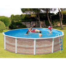 Kit Piscine Hors-sol Acier Toi Pinus Ronde Décoration Bois 6.40m X 1.20m