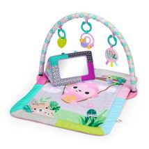 Brights Starts Petit Tapis D'éveil Bébé Pliable Rose, Arche De Jeux, 5 Jouets Bébé, Miroir, Cartes, Boulier Et