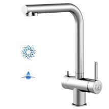 Mitigeur De Cuisine 4 Voies En Acier Inoxydable Massif, Avec Bec Pivotant 360° En L, Brossé