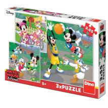 Dino Puzzle Mickey Mouse 3-en-1 Carton Puzzle Enfant 55 Pièces