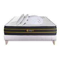 Pack Matelas Ultra 140x190 + Sommier Blanc + Couette + 2 Oreillers