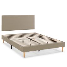 Sommier Tapissier Aura + Tête De Lit 140x190 Cm Beige, Hauteur 30 Cm