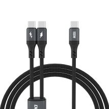 Câble 2 En 1 L3f Pour Charger 2 Téléphones Usb-c - 2x Usb-c 100w 1,2m - Noir