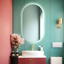 Miroir De Salle De Bain Ovale Rétroéclairé Réversible Olivia Led 50x90 Made In Italy