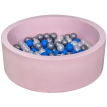 Piscine À Balles Aire De Jeu + 150 Balles Rose Perle, Bleu, Argent
