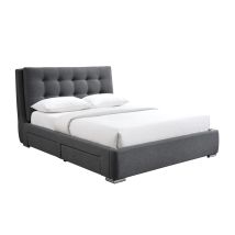 Rodrigo - Lit Double En Tissu Gris Foncé Avec 2 Tiroirs 160x200 Cm