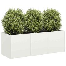 Jardinière Bac À Fleurs Blanc 120x40x40 Cm Acier Laminé À Froid