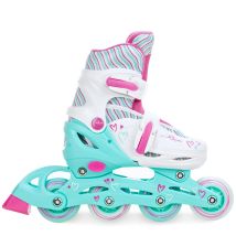 Roller En Ligne Loret Roues Led Du 27 Au 30 Enfant Mixte Taille Ajustable Menthe/rose