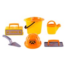 Set De Seau De Maçon Jouet De Construction Avec Outils Et Casque, 6 Pièces
