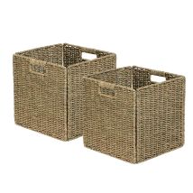 Lot De 2 Paniers De Rangement Pliables Jonc De Mer 31 X 31 X 31 Cm